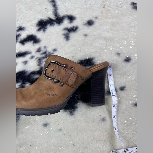 BOC Concept Women’s Brown Y2K Leather Slip On Heeled Clogs Size 9 - Picture 8 of 8